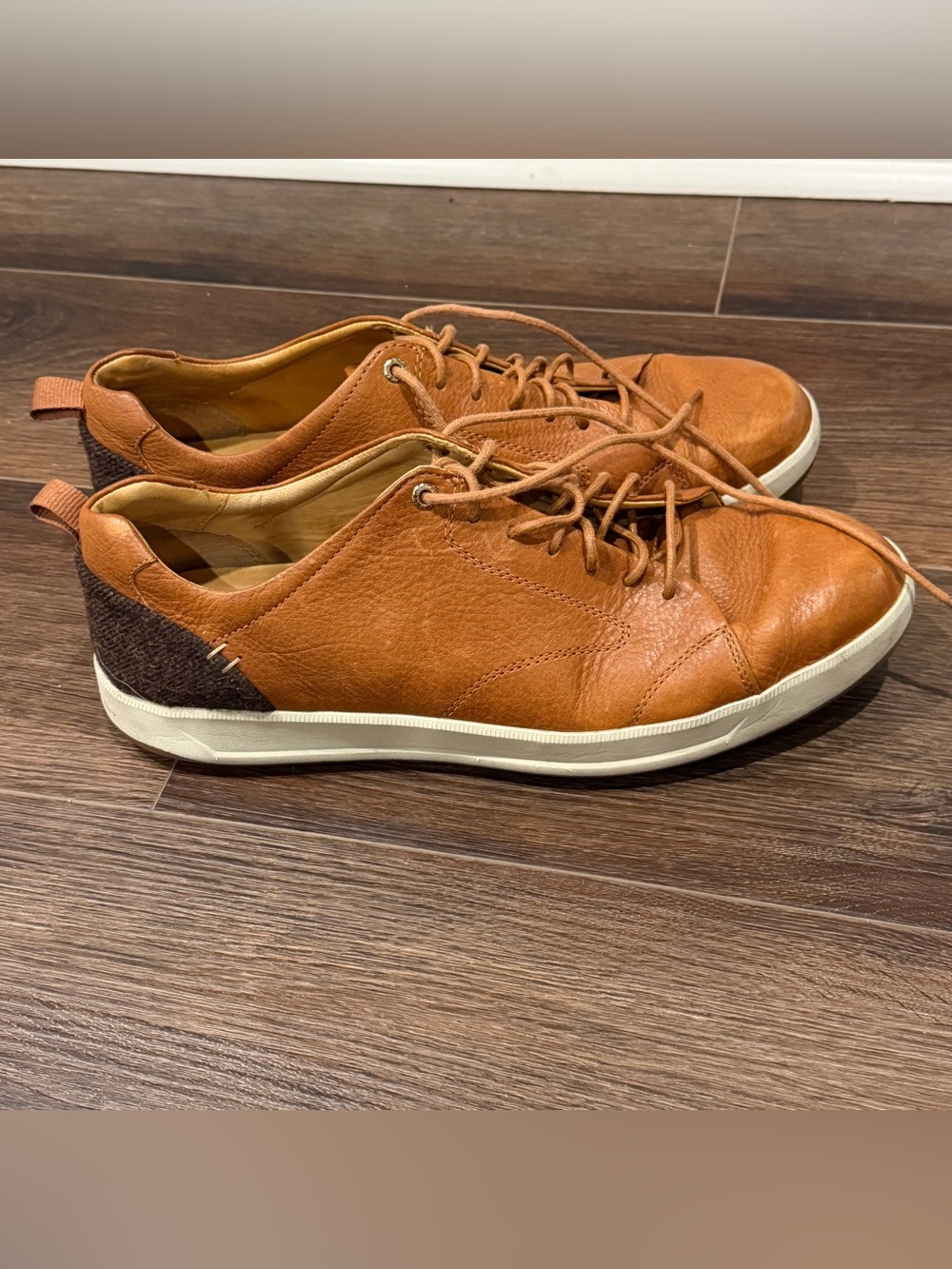 Sperry Gold Cup Mens Size 13 Cognac Leather Tweed Wool Sneakers STS22955